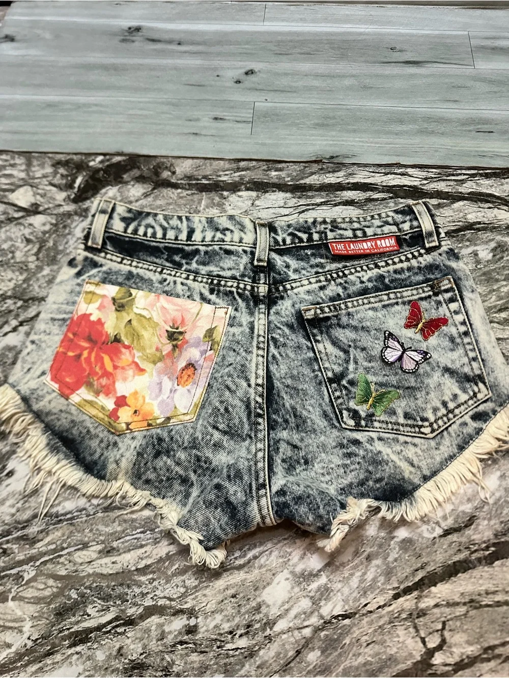 The Laundry Room Acid-Wash Distressed Jean Shorts - Black, White
